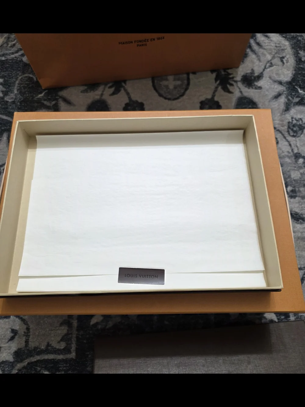 Louis Vuitton Orange Paper Shopping Bag and Brown Gify Box